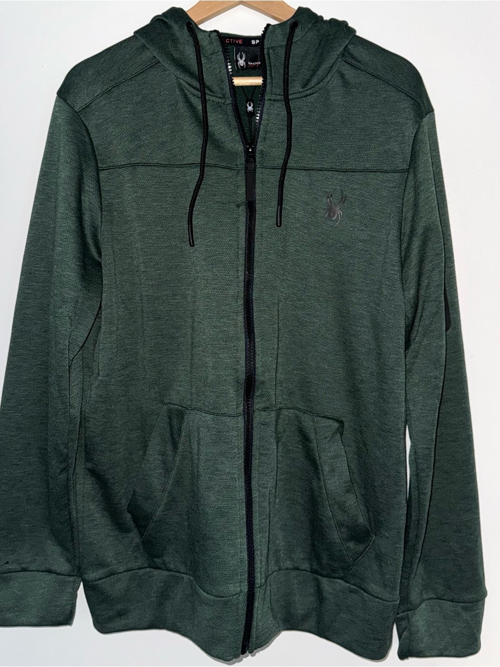 Spyder Men's Dark Green Full-Zip Hooded Sweater
